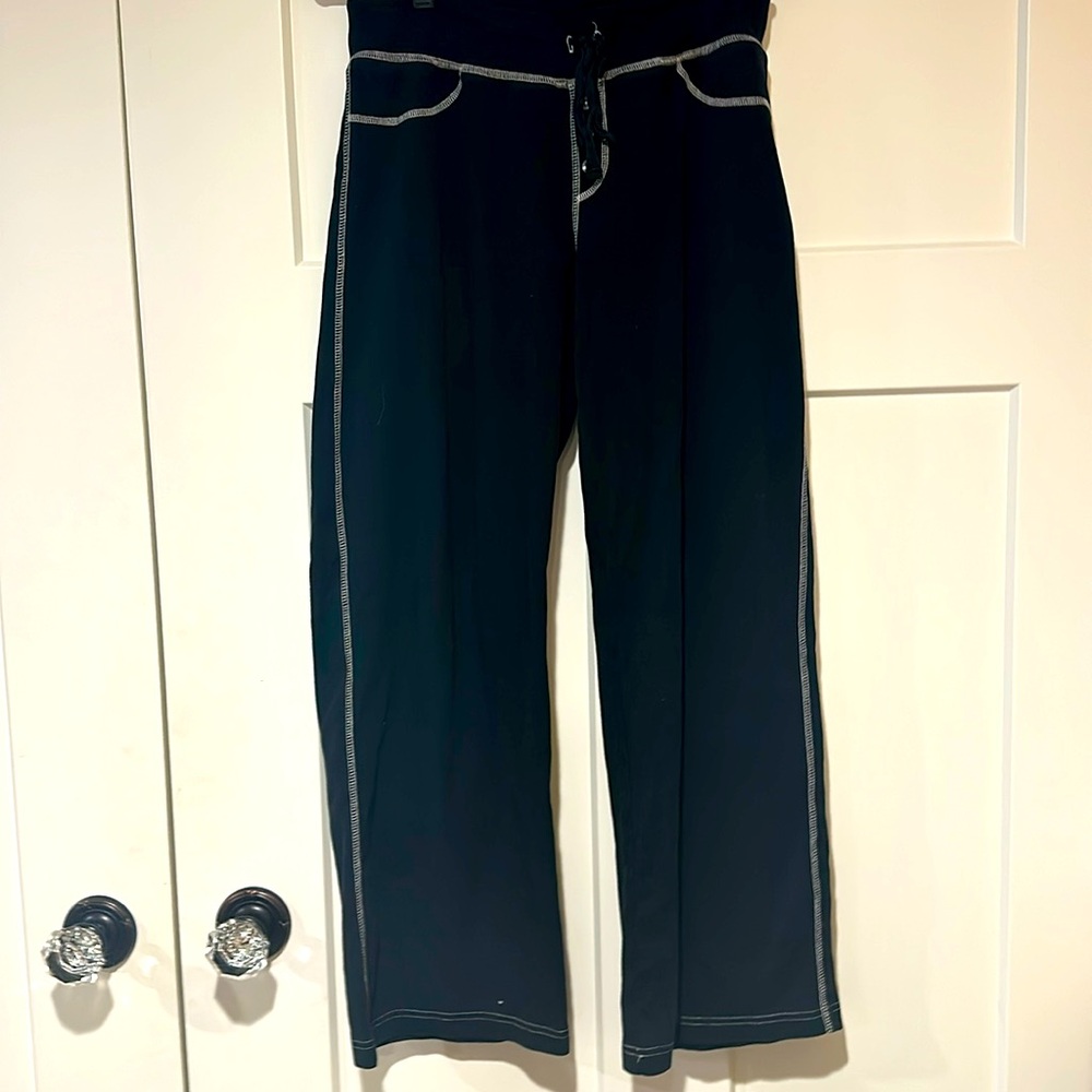 Women City Lights sweatpants; black with white stitching; size L